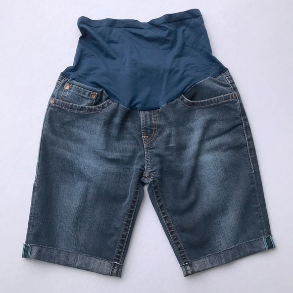 A Pea in the Pod Maternity Cutoff mavi Denim Shorts (M) - Picture 1 of 9